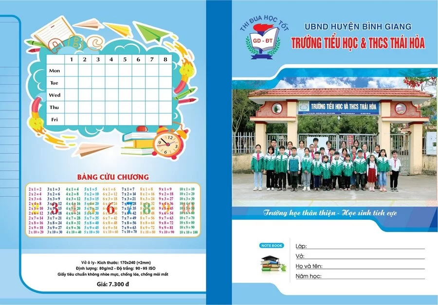 Vở ô ly Trường Tiểu học & THCS Thái Hòa (Ô ly,  64 trang)