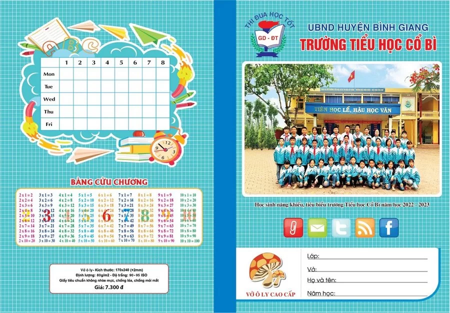 Vở ô ly trường tiểu học Cổ Bì (Ô ly,  64 trang)