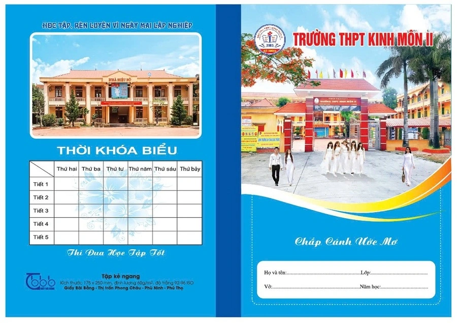 Bộ vở (gồm 25 quyển 80 trang +6 quyển 120 trang + 1 Túi bài kiểm tra ) THPT Kinh Môn II