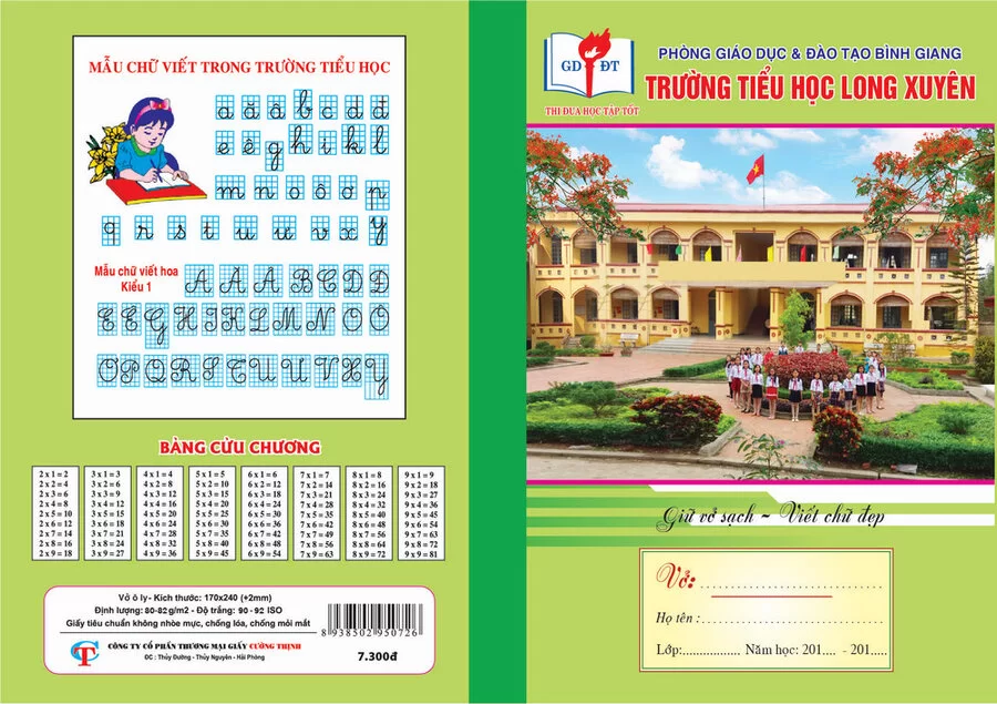 Vở ô ly trường tiểu học Long Xuyên  (Ô ly,  64 trang)
