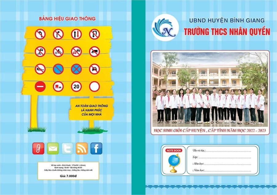 Vở kẻ ngang Trường THCS Nhân Quyền, huyện Bình Giang (Kẻ ngang, 80 trang)