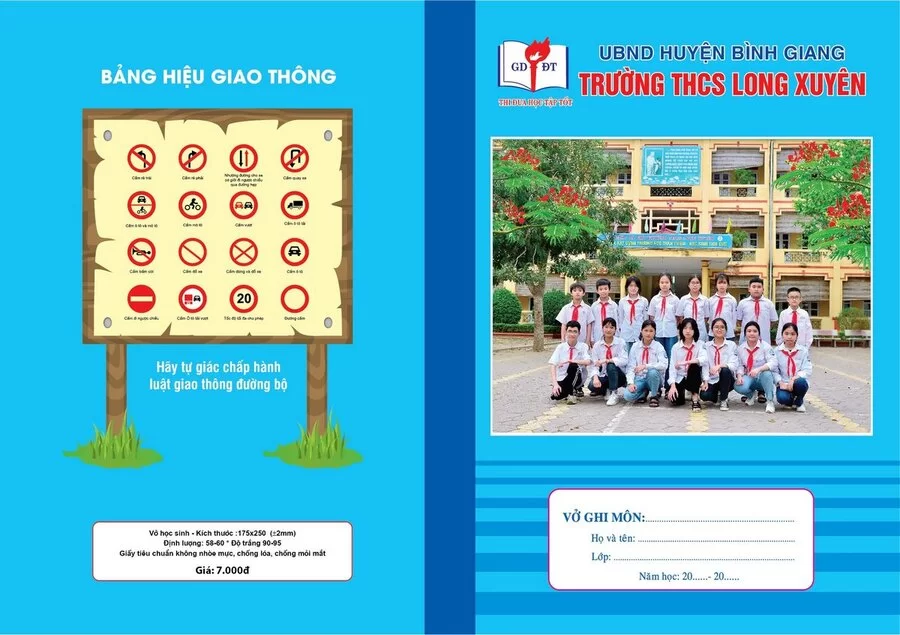 Vở kẻ ngang Trường THCS Long Xuyên, huyện Bình Giang (Kẻ ngang, 80 trang)