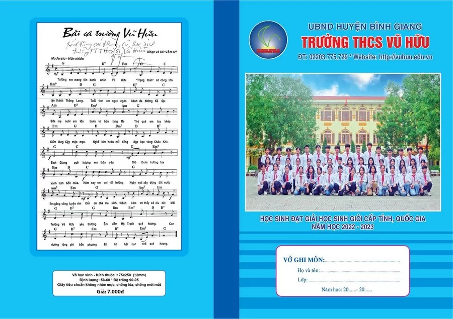 Vở kẻ ngang Trường THCS Vũ Hữu, huyện Bình Giang (Kẻ ngang, 80 trang)