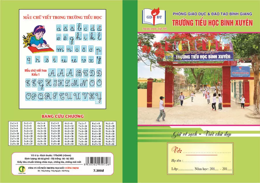 Vở ô ly trường tiểu học Bình Xuyên  (Ô ly,  64 trang)